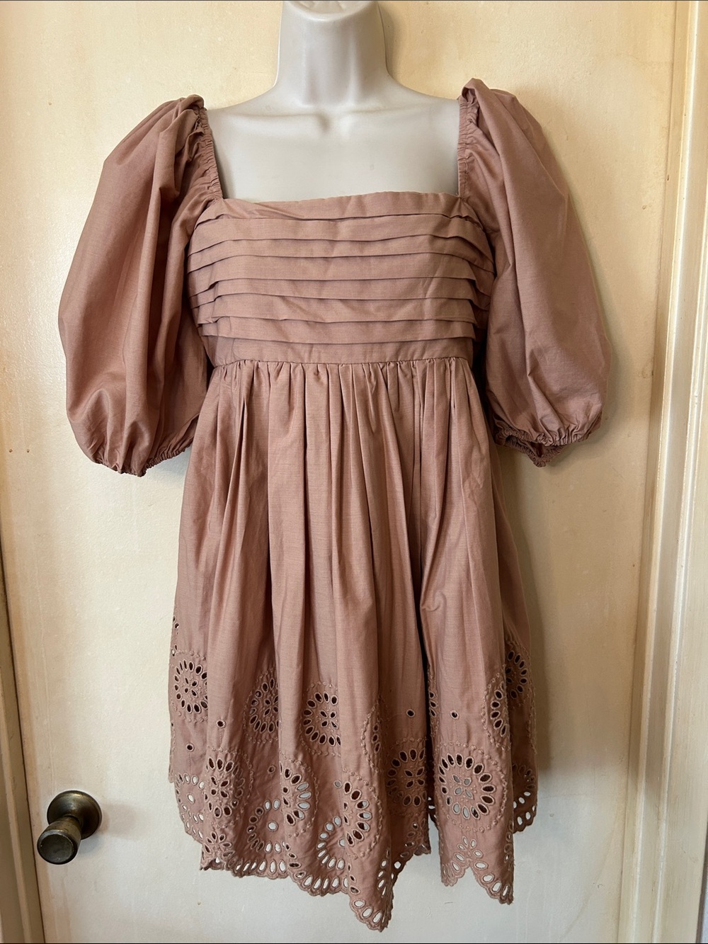 Abercrombie & Fitch Emerson Poplin Puff Sleeve Square Neck Mini Dress size S